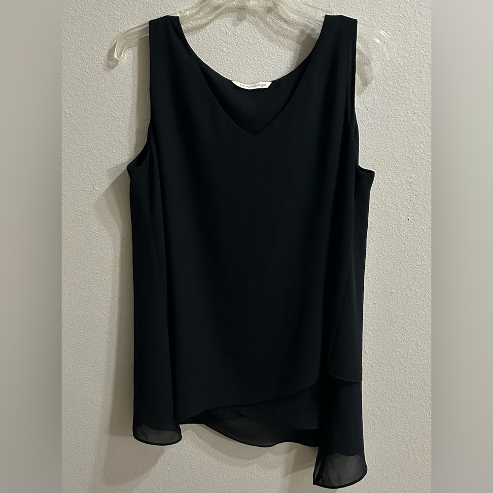 Soft Surroundings Black Chiffon Blouse Sz M Sleeveless Shell Top Business Casual